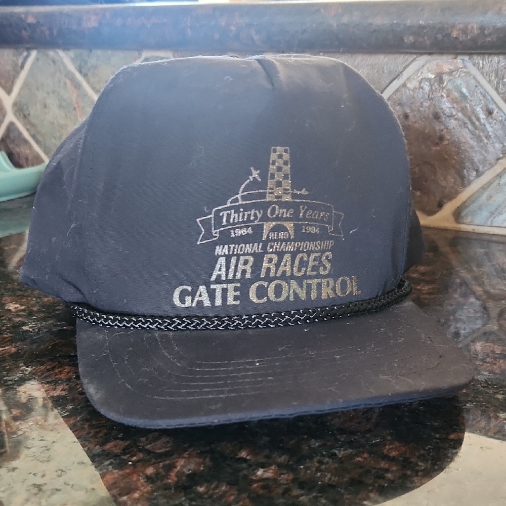 Vintage Air Races Gate Control  Retro Black Cap Snapback Hat